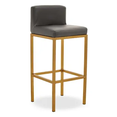 Dark grey and Gold Finish Bar Chair, Glam Touch Indoor Metal Bar Stool, Footrest Bar Chair