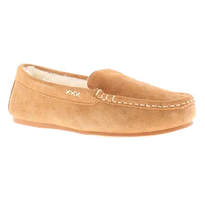 (Tan, (Adults')) Hush Puppies Womens Moccasin Slippers Annie Suede Leather tan UK Size