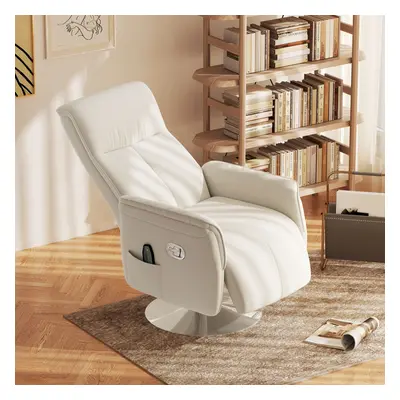 HOMCOM Massage Reclining Chair with Adjustable Backrest, Cream White