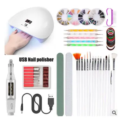 (White) 45W Intelligent Induction Nail UV Phototherapy Lamp Nail Polishing Set