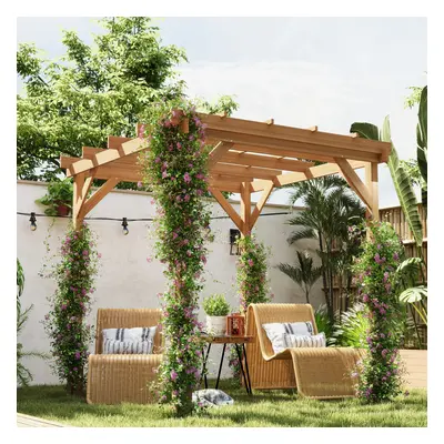 Outsunny x 2m Wooden Pergola Kit, Garden Gazebo Shelter, Dark Brown