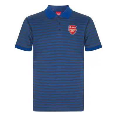 (Blue, 3XL) Arsenal FC Mens Polo Shirt Striped Marl Yarn Dye OFFICIAL Football Gift