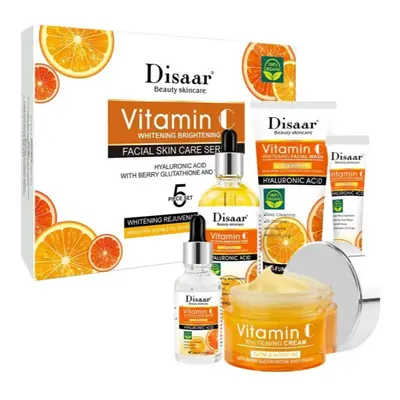 Disaar Vitamin C Whitening Brightening Facial Skin Care Series | Hyaluronic Acid | 5Pcs Set Tone