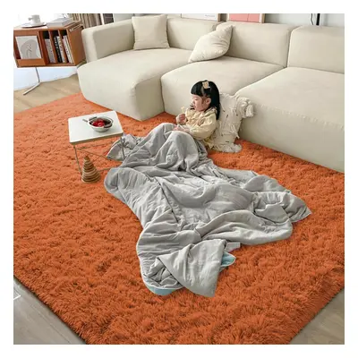 (Orange, x 290cm (6ft 7" x 9ft 6")) Thick Shaggy Non Slip Rugs Living Room Area Rugs Hallway Run