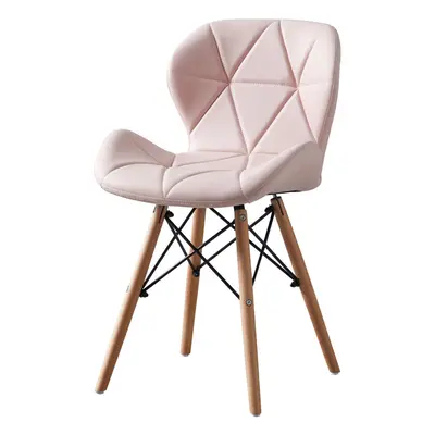 (Pink) MOF Dining Chairs Wood Legs & Comfortable Padded