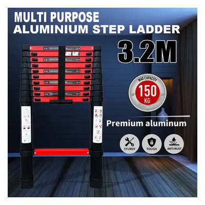 3.2M Red Heavy Duty Aluminium Telescopic Ladder Extendable Step