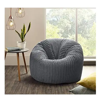 Jumbo Cord Beanbag Chair Grey, Extra Large Bean Bags in Plush grey Jumbo Cord, Great as Beanbag 