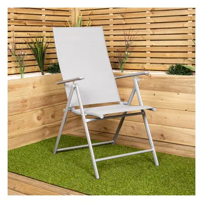 Outdoor Garden Patio Multi Position Reclining Folding Chair in Grey