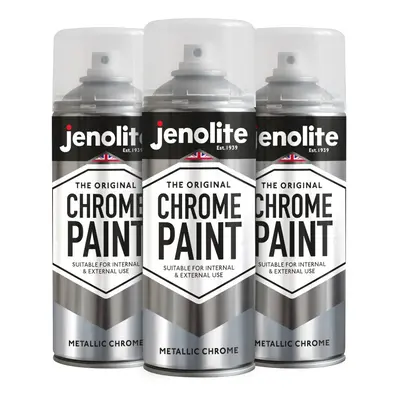 (3 x 400ml) JENOLITE Chrome Paint Smooth Chrome Finish - Suitable For Interior & Exterior Use