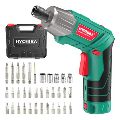 Electric Screwdriver, 6Nm Torque HYCHIKA Cordless Screwdriver 2000mAh 3.6V with Accessories, LED