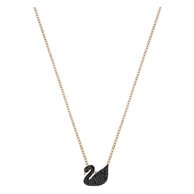 SWAROVSKI Swan Pendant Necklace with Black Crystal Pav? on a Rose-Gold