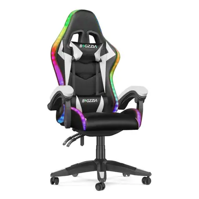 (Black and White) Ergonomic Gaming Chair With LED Lighting Effects