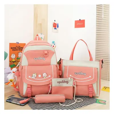 (dark pink) Pcs Set Pupil Schoolbags For Girls Grade 6 Lightweight Children Tutoring Bag Cute Ca