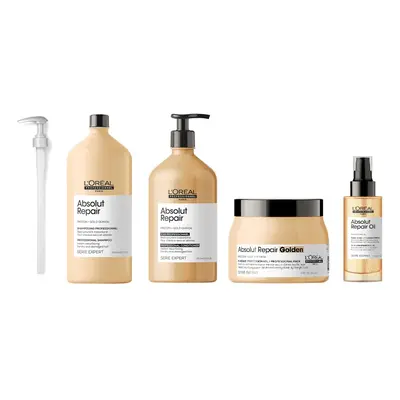 L'Oreal Serie Expert Absolut Repair - Pump - Shampoo 1500ml - Conditioner 750ml - Golden Mask 50