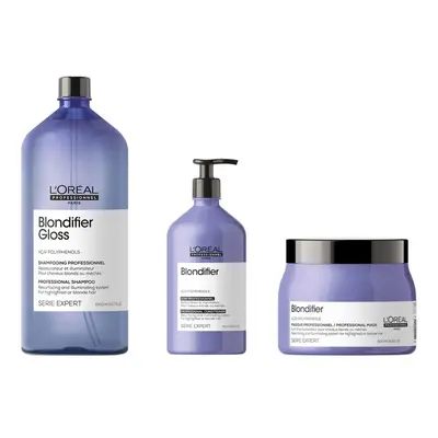 L'Oreal Serie Expert Blondifier - Gloss Shampoo 1500ml - Conditioner 750ml - Mask 500ml