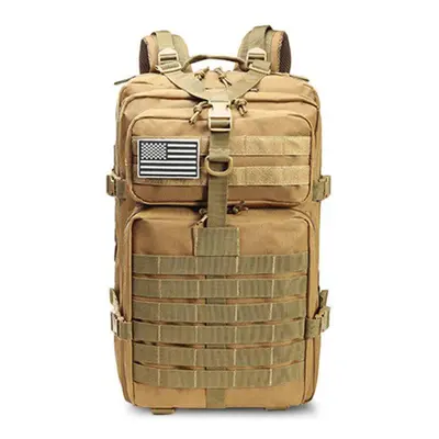 (khaki) 50l Capacity Men Army Military Tactical Large Backpack Waterproof Outdoor Sport Hiking C