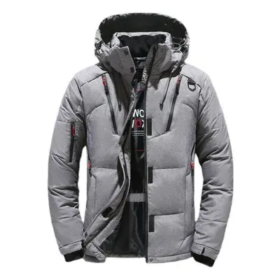 (grey, 3XL) Winter Windproof Outdoor Warm Down Jacket Men&apos;s Thick Short Korean Down Jacket 