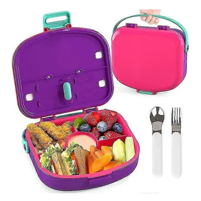 (Pink-purple) Kids Lunch Box (with Compartments And Cutlery), 1300ml Lunch Box (leak-proof For K