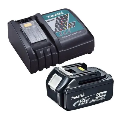 Genuine Makita 18V 5.0Ah LXT Lithium Battery BL1850 + DC18RC Fast Charger