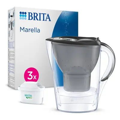 BRITA Marella Water Filter Jug Starter Pack - Graphite (2.4L) incl. 3x MAXTRA PRO All-in-1 cartr