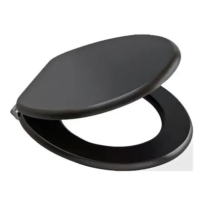 18" Black Wooden Toilet SEAT Bathroom WC with Fittings Easy Clean Heavy Duty New