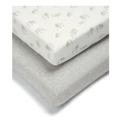 2 Pack Cot/Bed Fitted Sheets, Elephant