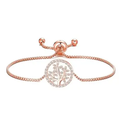 Philip Jones Rose Gold Plated Tree of Life Bracelet Created with Zircondia? Crystals