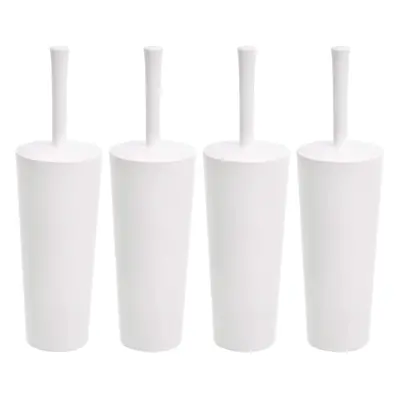 Amazon Basics Toilet Brush and Holder Set - 4-pack, White Previously AmazonCommercial brand