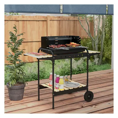 Outsunny Charcoal Barbecue BBQ Grill Trolley W/ 5-level Grill Height Ash Catcher