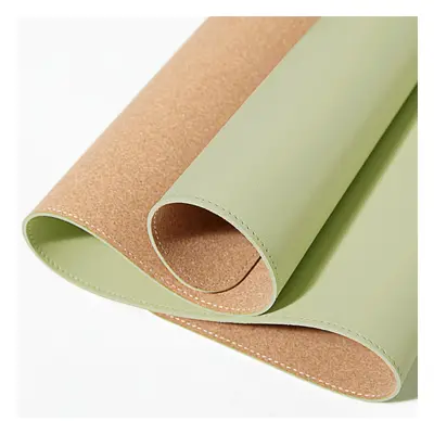 (Matcha Green) 90*43cm Cork Double-sided Use Mouse Pad Rollable PU Leather Anti-scratch Desk Mat