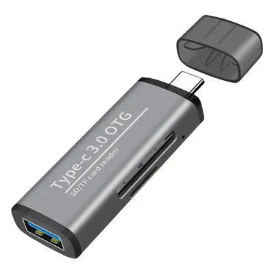 (Grey) Type-C Card Reader TF SD Memory Card Reader High Speed USB3.0 OTG