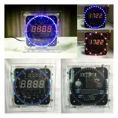 LED Rotating Electronic Temperature Display Digital Clock Learning Kit Box DIY