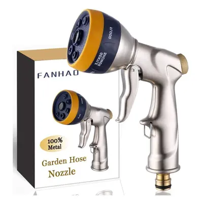 FANHAO Multi Garden Hose Spray Gun with Patterns, 100% Heavy Duty Metal Garden Hose Nozzle Zinc 