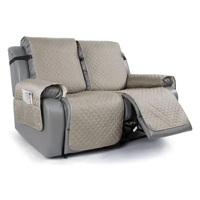 (taupe, Seat) 2 Seat Non-slip Recliner Chair Cover Sofa Slipcover Reversible Pet Cover Protector