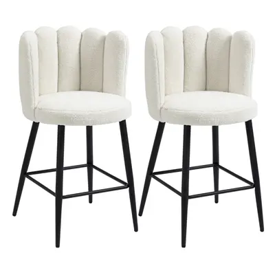 HOMCOM Bar Stools Set of 2, Breakfast Barstools with Backs, Cream