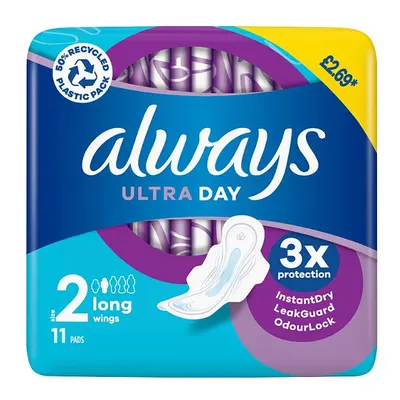 Always Ultra Day Pads Long (S2) Wings x11 (Case of x 11pk)