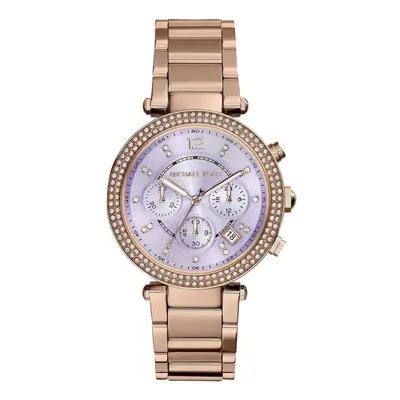 Michael Kors Parker Ladies Chronograph Watch Rose Gold PVD Bracelet Lilac Dial MK6169