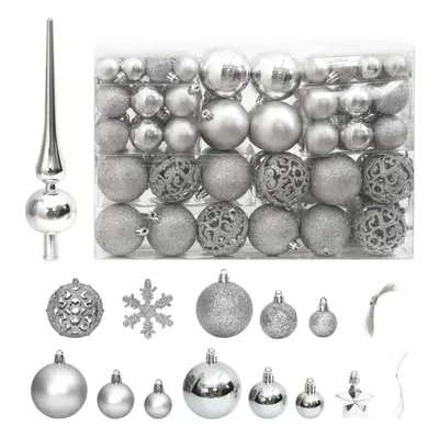 (silver) vidaXL Christmas Bauble Set Christmas Decoration Piece and Polystyrene