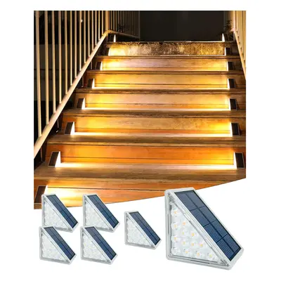 (6 Pack) Solar Stair Lights Pack, Solar Step Lights Outdoor Waterproof IP67, LED Light Beads to 