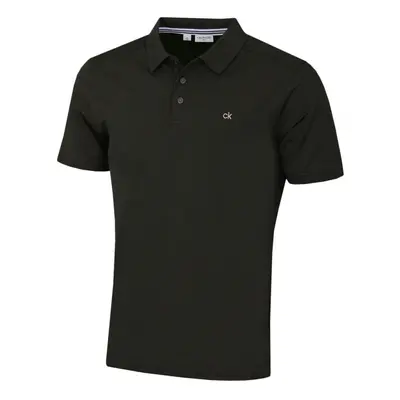 (M, Hunter Green) Calvin Klein Mens Campus Button Ribbed Collar Golf Polo Shirt