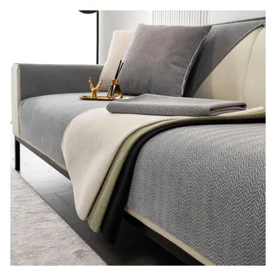 (grey, 90x240cm) Sofa Cover Chenille Sofa Pad Solid Color Living Room Sofa Cushion Non-slip Sofa