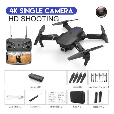 (black, single camera battery) E88 Pro Remote Control Drone 4k Hd Single/dual Camera Optical Flo