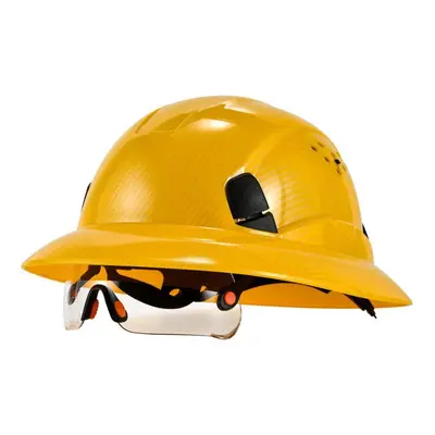 (yellow) Loebuck New Carbon Fiber Full-brim Safety Helmet With Ce Goggles Anti-collision Constru