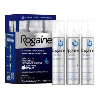 Men's Rogaine Minoxidil Hair Regrowth Treatment Foam, 3-Pack, 60g Each