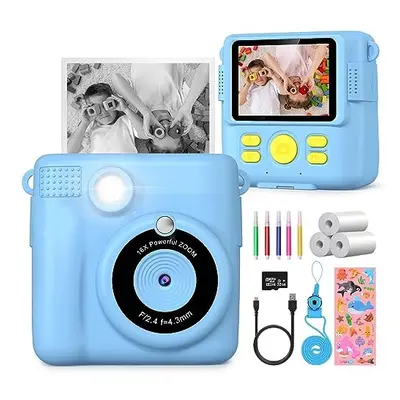 Kids Camera, 1080P Instant Camera for Kids, 16x Digital Zoom Kids Camera for Boys, 32GB Card, Ro