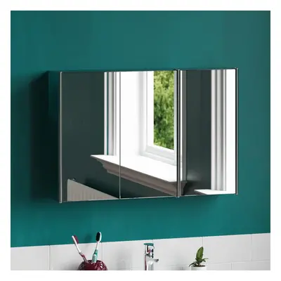 (3 Door) Bathroom cabinet three mirror wall mounted stainless steel modern storage cabinet unit