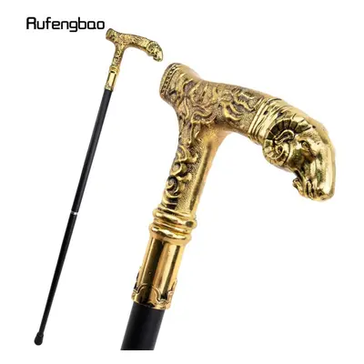 (yellow) Golden Goat Handle Luxury Pattern Walking Stick Party Fashion Elegant Walking Stick Dec