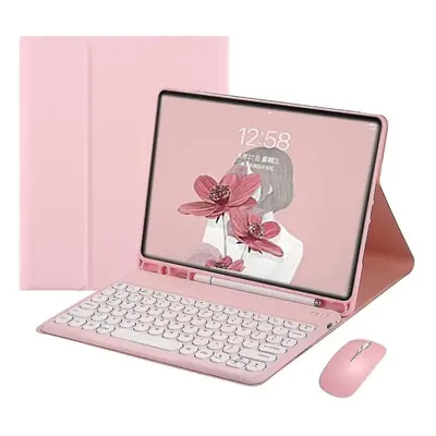 (Pink) Ipad Mini 5th Gen Mini Keyboard Case With Mouse Color Keyboard Circular Key Caps Cute Can