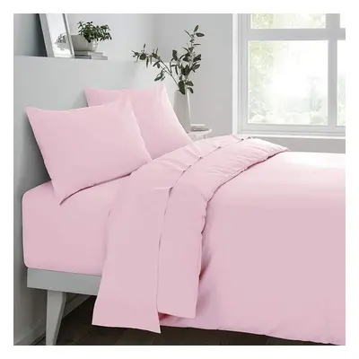 (Double) Sleepdown Fitted Sheet Polycotton Soft Pink