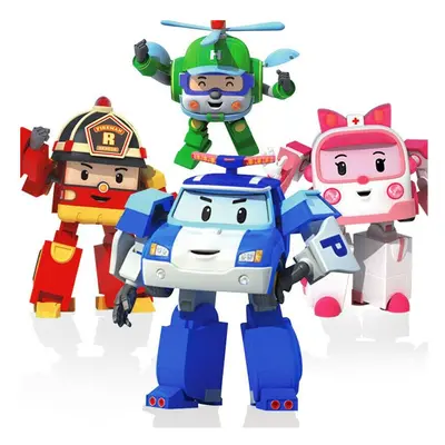 4pcs Robocar Poli Ambe Roy Helly Robot Transformers Toys